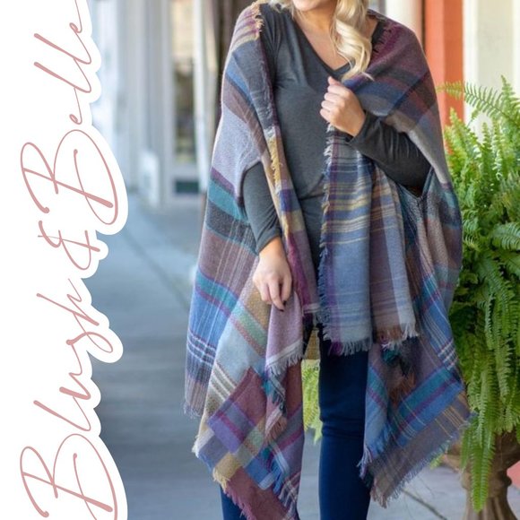 Blush & Belle Accessories - 🚨 LAST ONE! REMI Autumn Plaid Pocketed Ruana